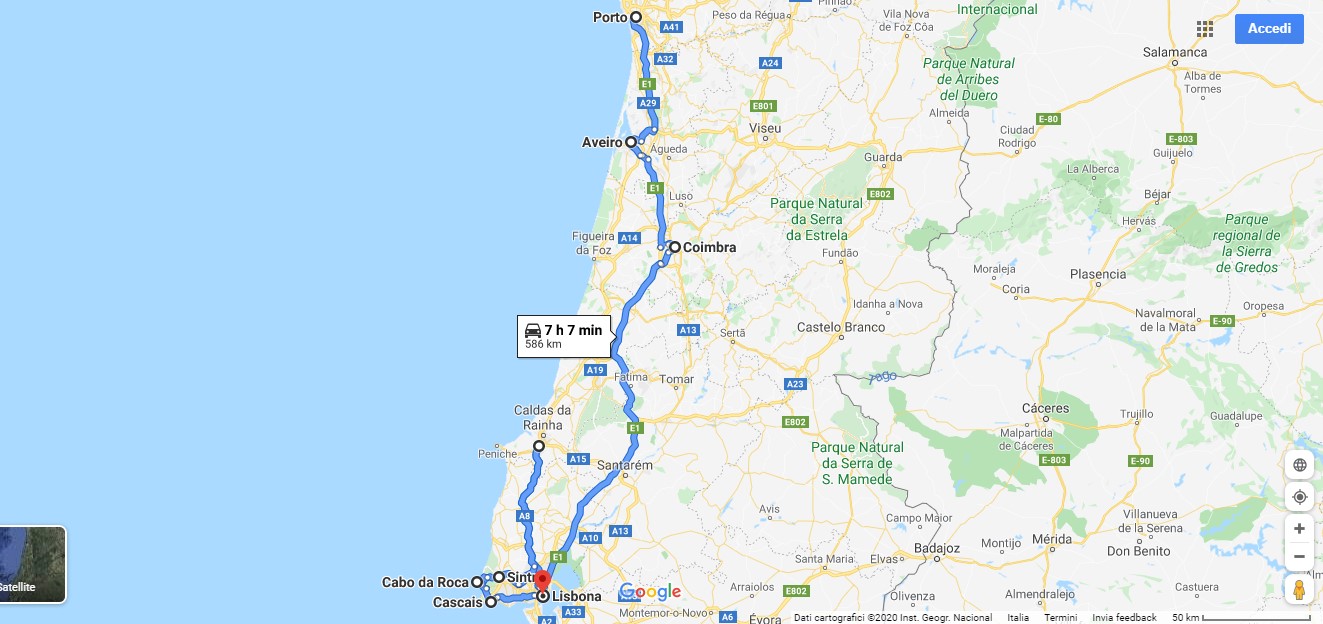 tour-portogallo-mappa Tour del Portogallo: itinerario di 7 giorni da Porto a Lisbona